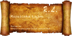 Ruzsicska Lajos névjegykártya